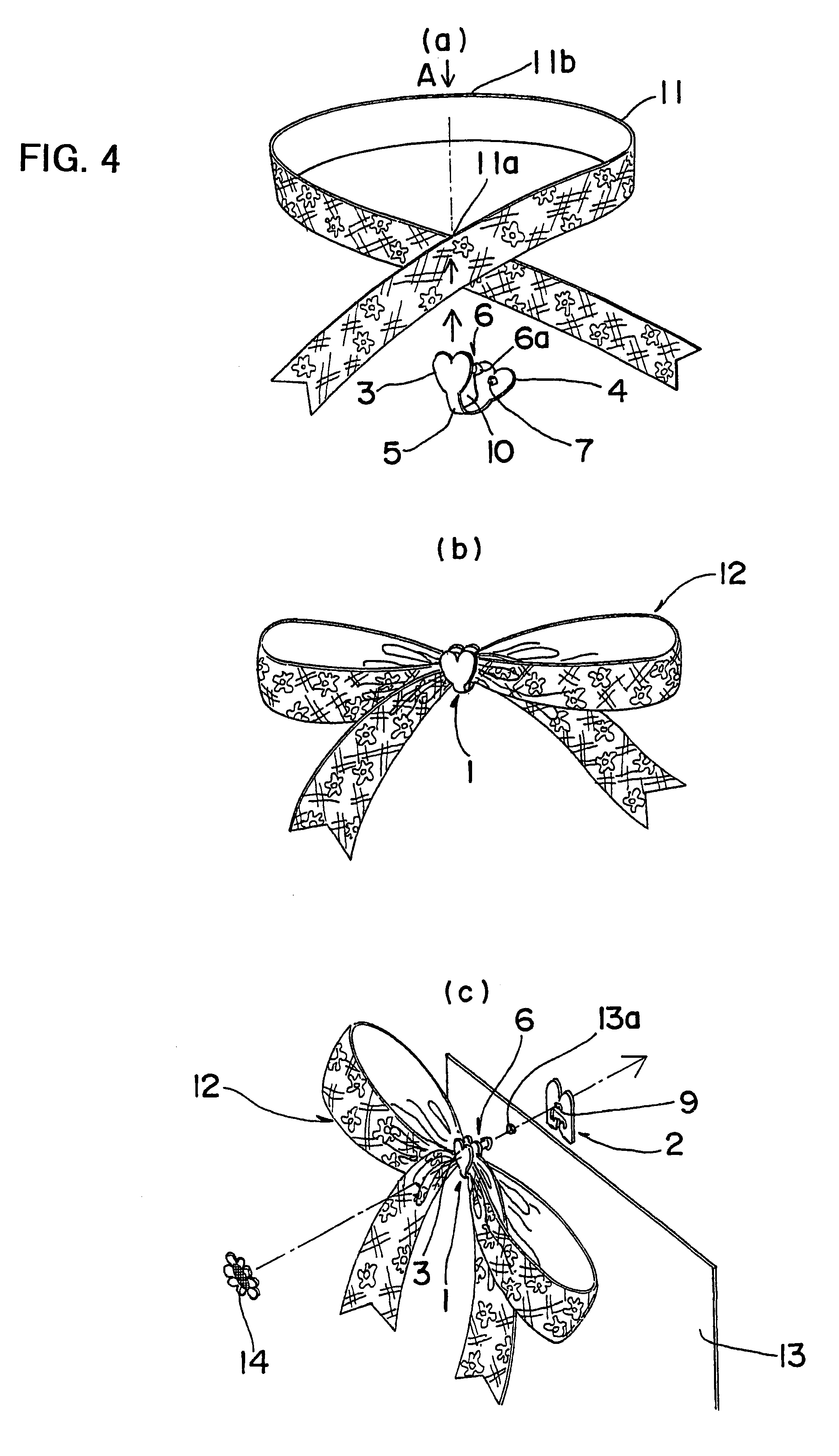 Decorative ribbon forming device, and decorative ribbon forming and mounting device