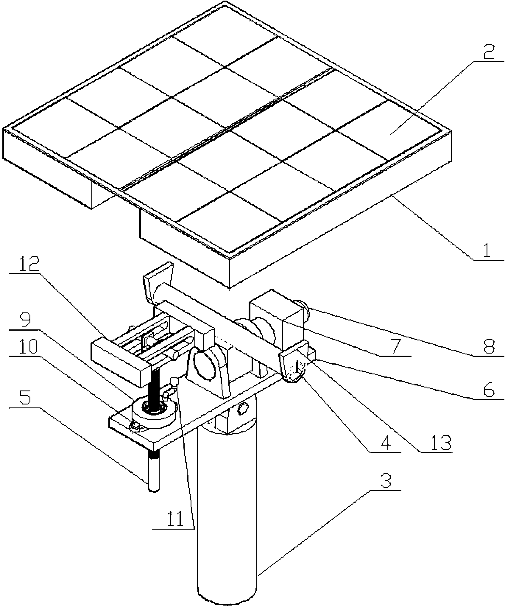 Photovoltaic plate pitching angle manual adjusting and positioning mechanism