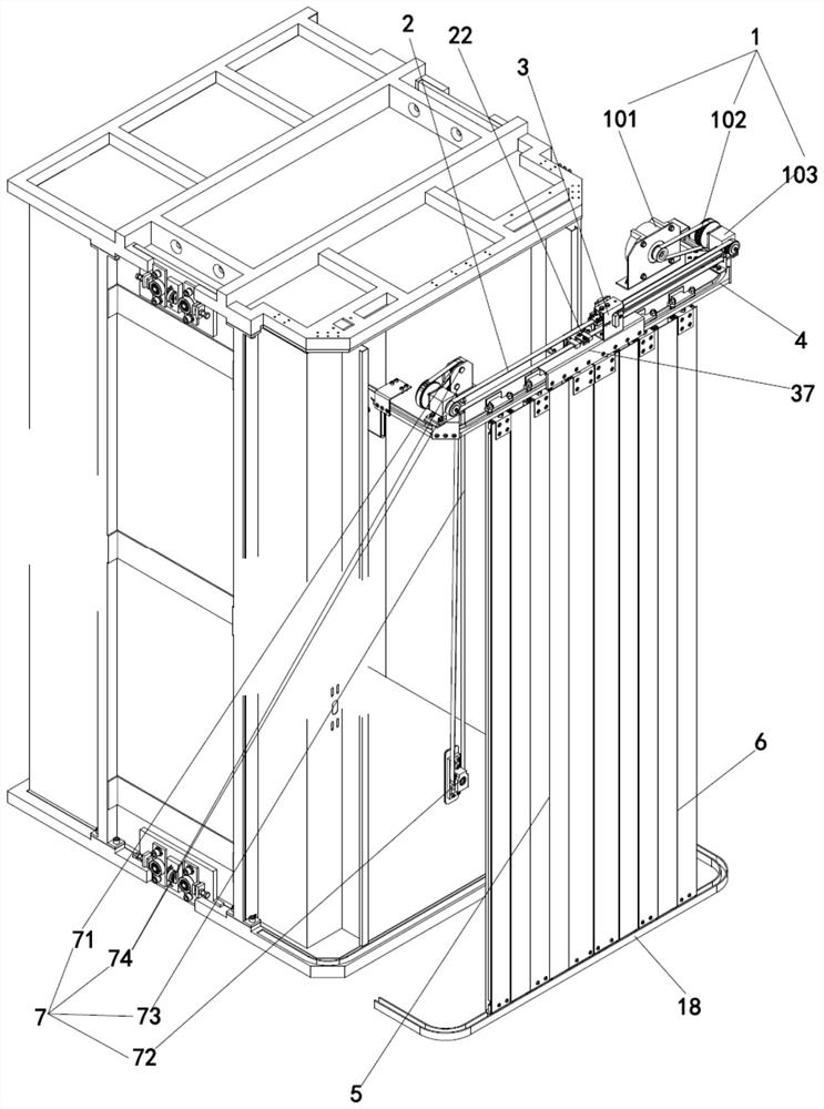 Car door opening and closing control mechanism, landing door opening and closing control mechanism and door system