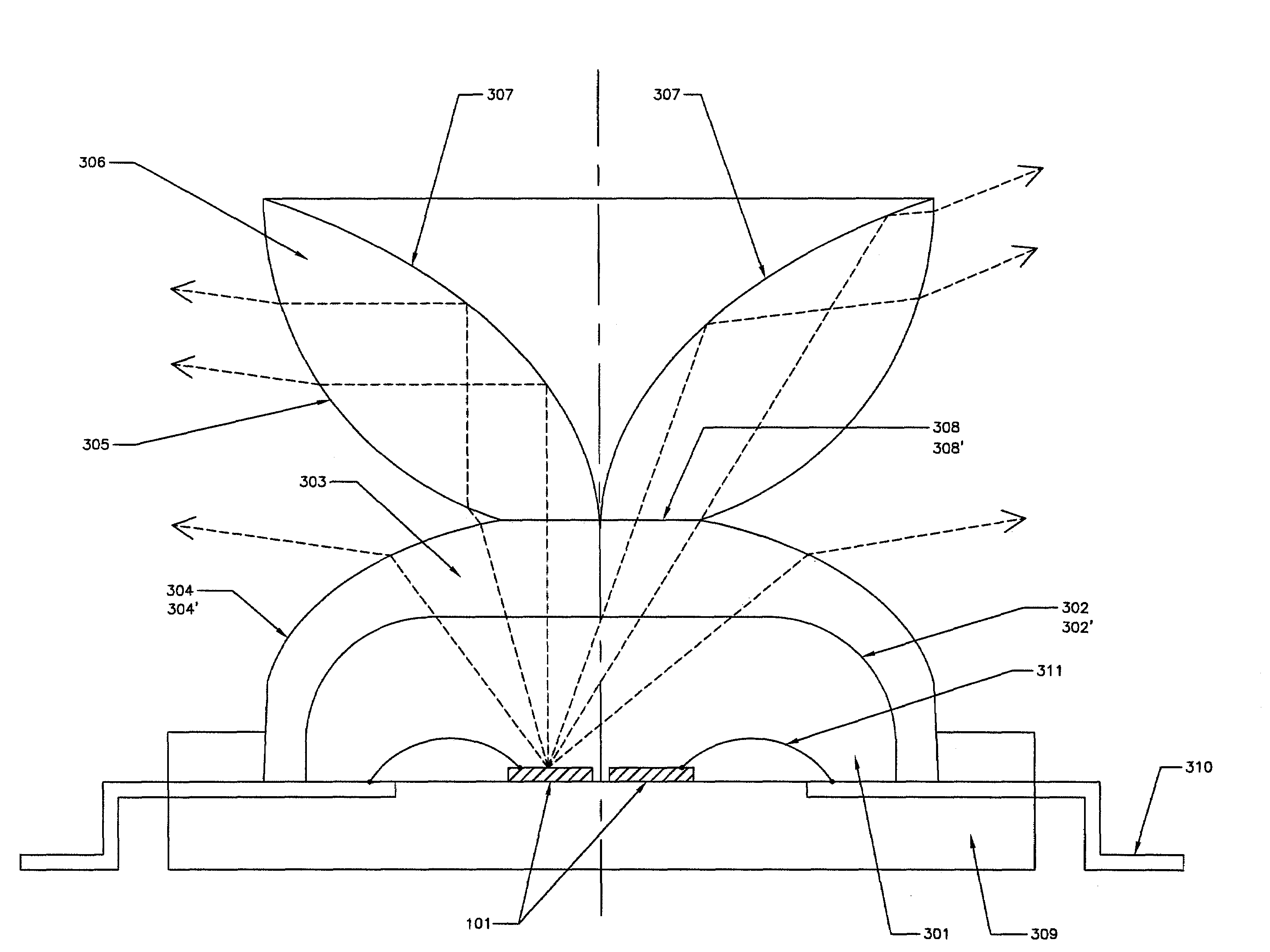 Solid-state lateral emitting optical system