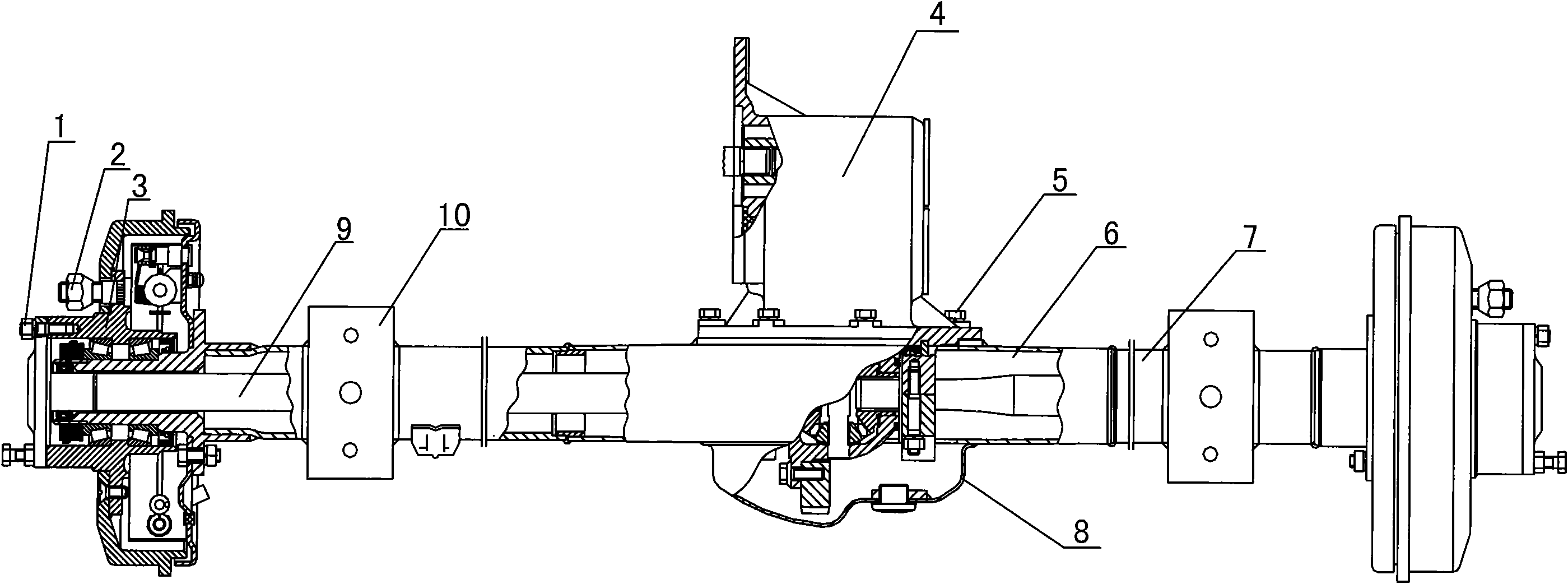 Full-floating drive axle for electric sightseeing bus or electric cargo truck