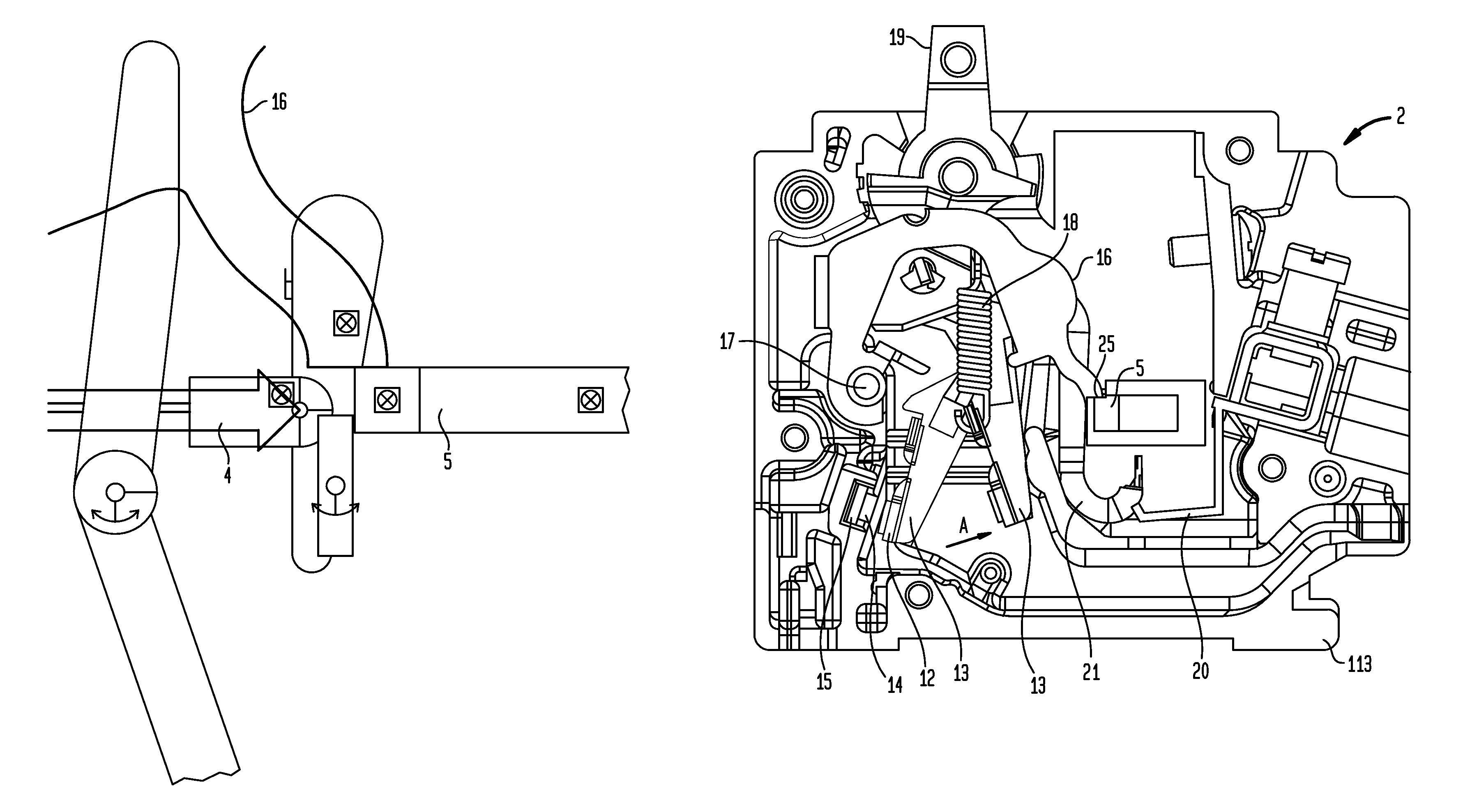 Circuit breaker with electronic sensing and de-latch activation