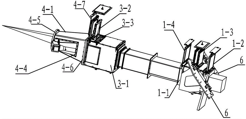 Open-type high-flux big-caliber optical focusing and frequency conversion device