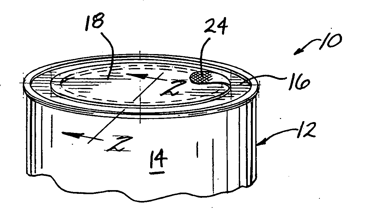 Container having a metal end to which a membrane is sealed