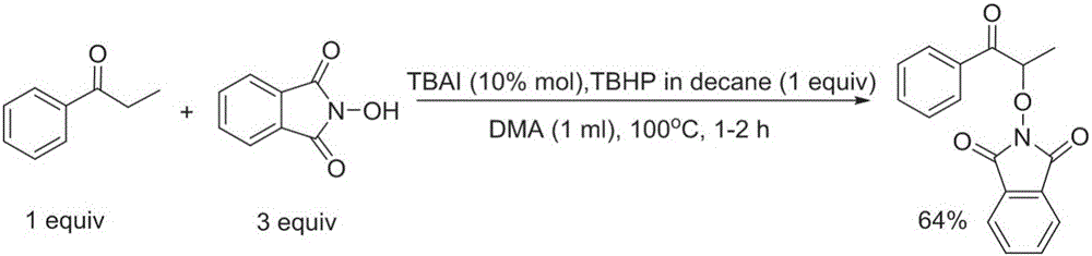 Method for preparing PINO (phthimide-N-oxyl) derivatives by direct coupling of NHPI (N-hydroxyphthalimide) and ketone compounds