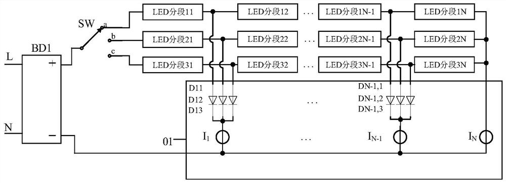 Control circuit, multi-group-LED switching circuit and LED driving chip