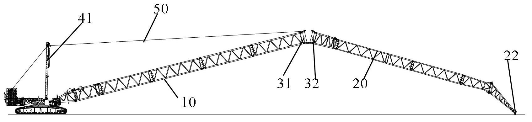 Truss arm frame and folding method thereof as well as crane