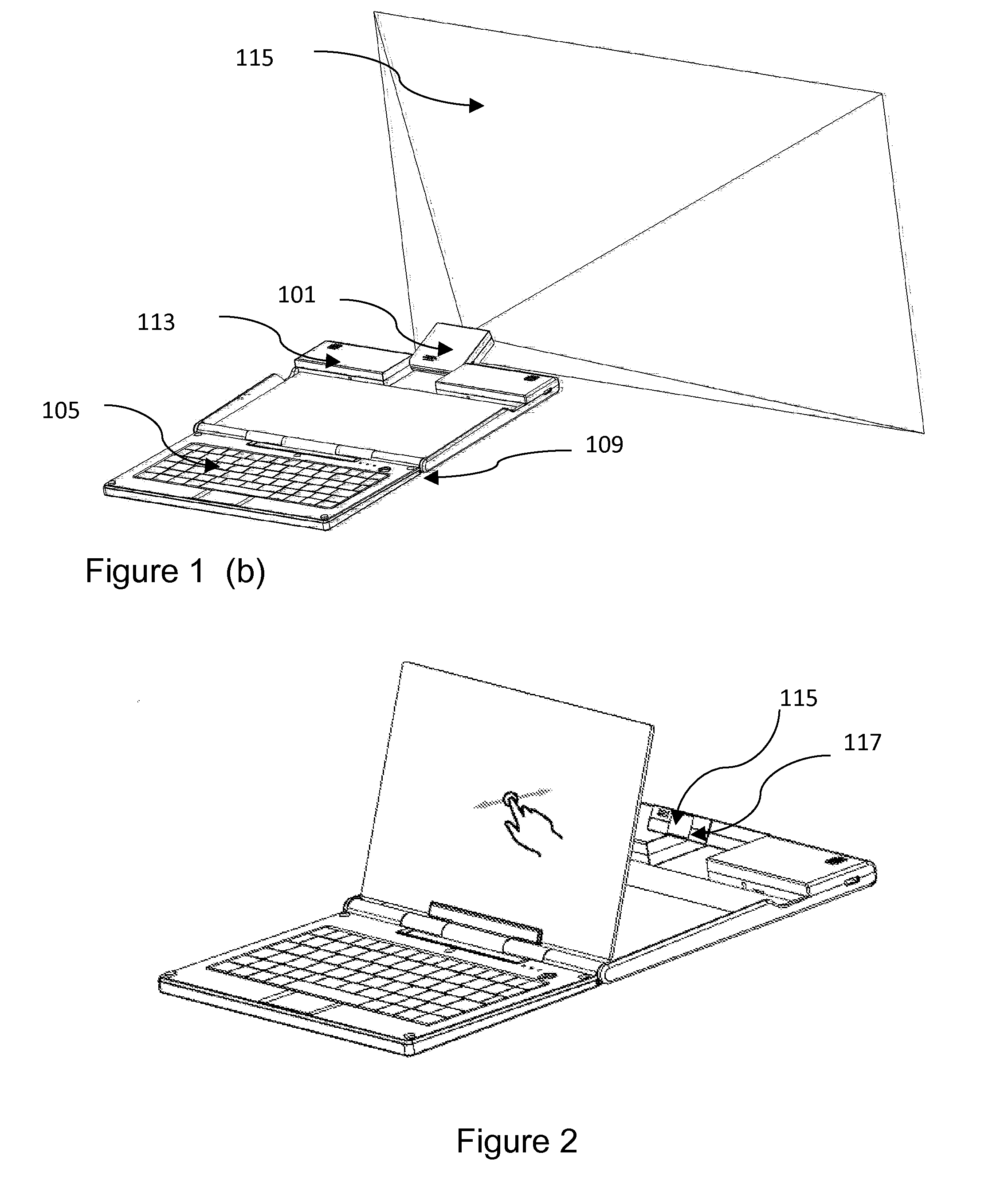 Dual mode projection docking device for portable electronic devices