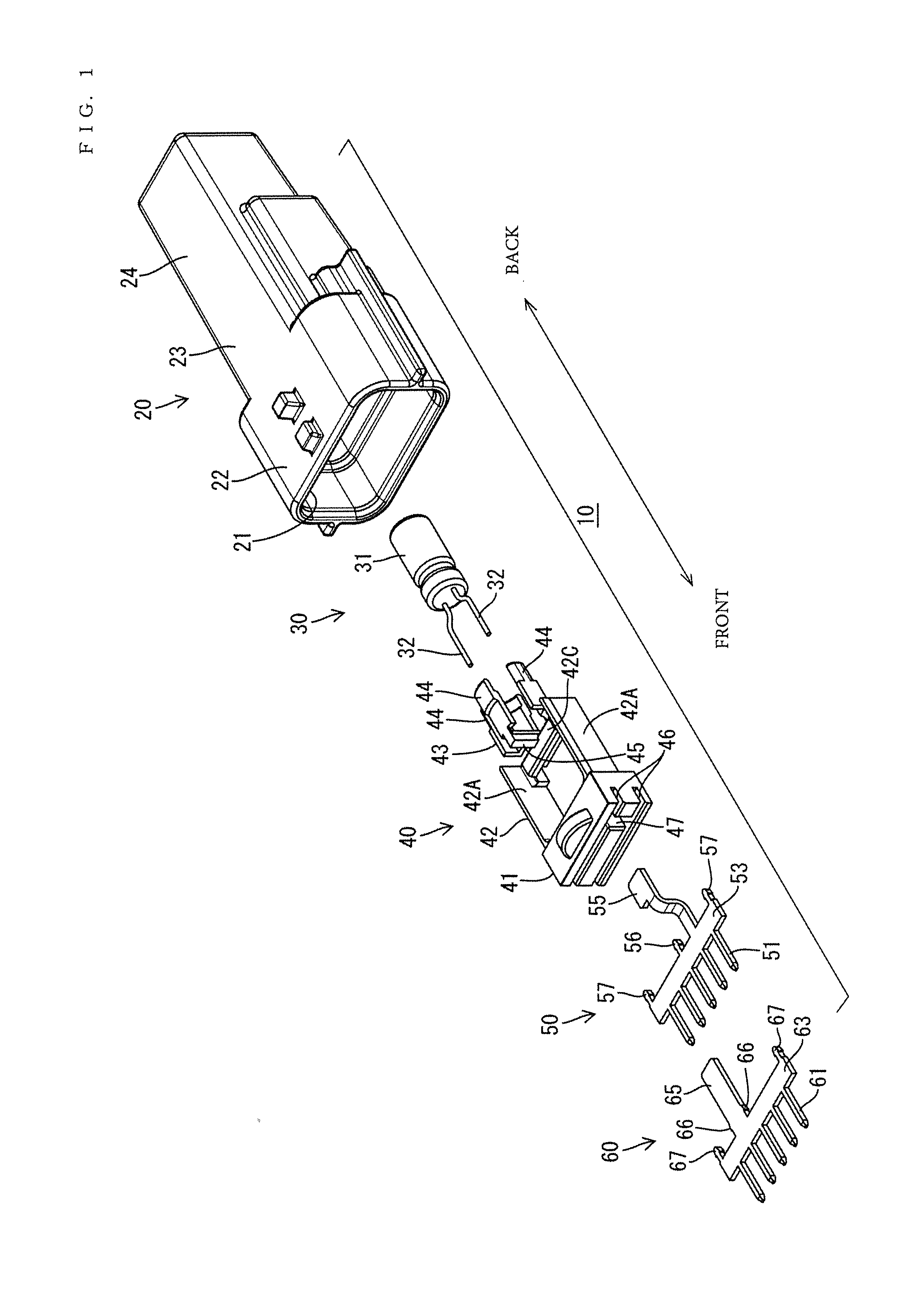Connector with electronic component