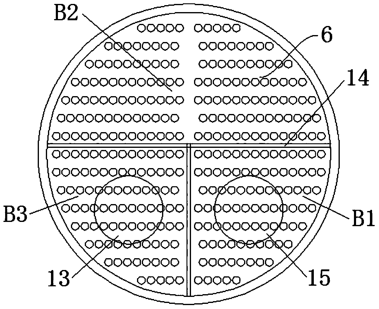 Round block hole type multi-path graphite heat exchanger