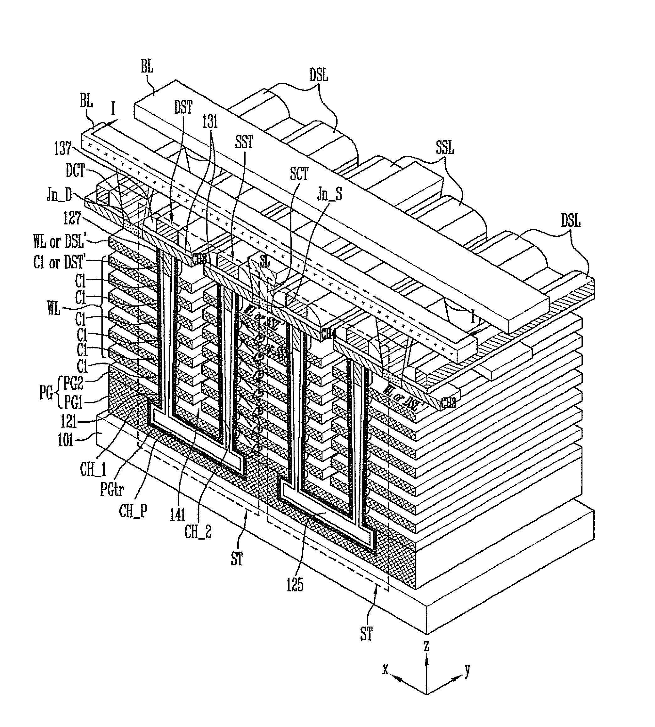 3-D nonvolatile memory device and method of manufacturing the same, and memory system including the 3-D nonvolatile memory device