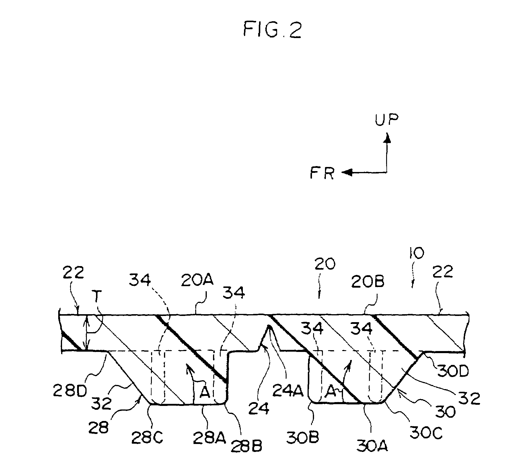 Interior member having an airbag door section for use in vehicles, and its molding method