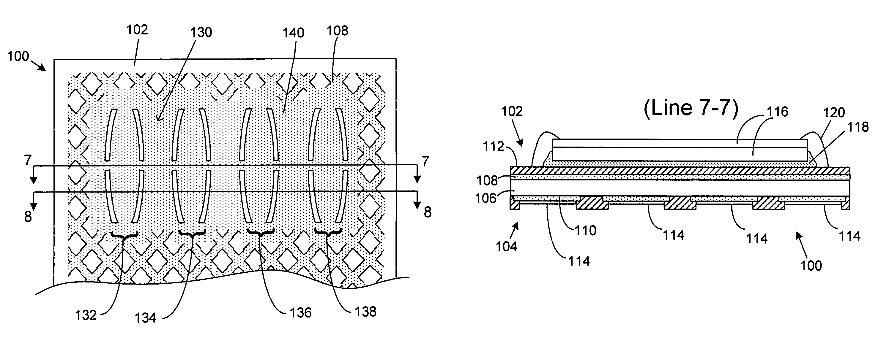 Rigid wave pattern design on chip carrier substrate and printed circuit board for semiconductor and electronic sub-system packaging