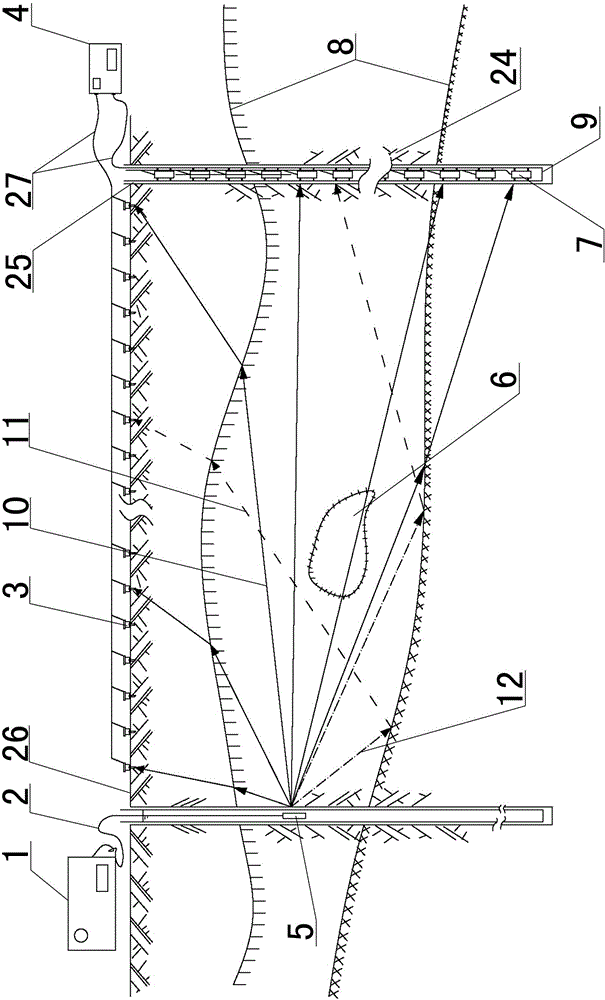 Borehole-based and ground combined seismic wave space exploration method