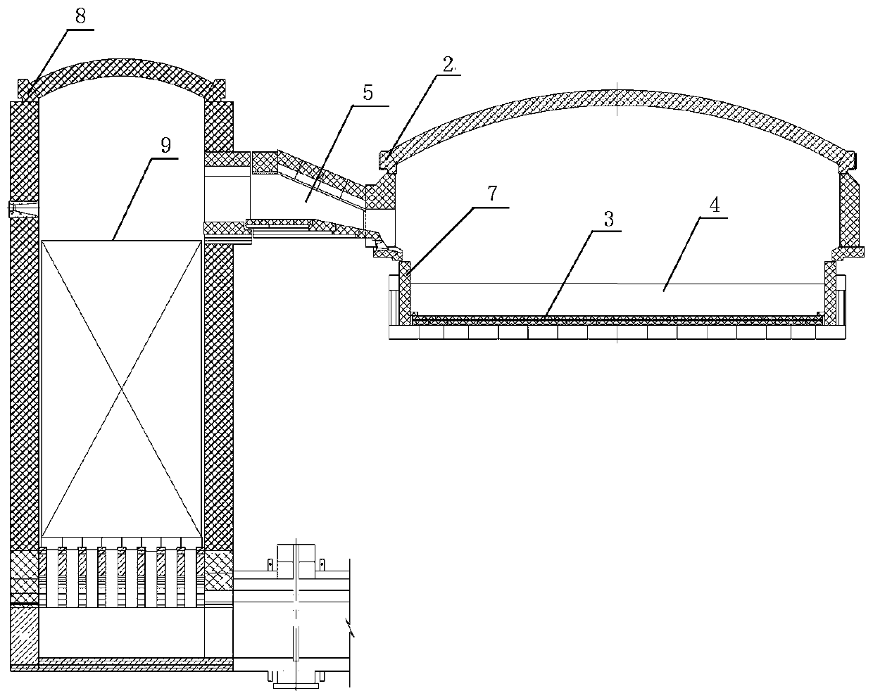 Melting furnace structure applied to production of high aluminum electronic glass