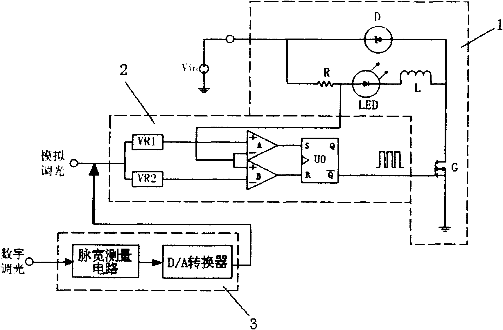 LED constant current drive circuit with light dimming function