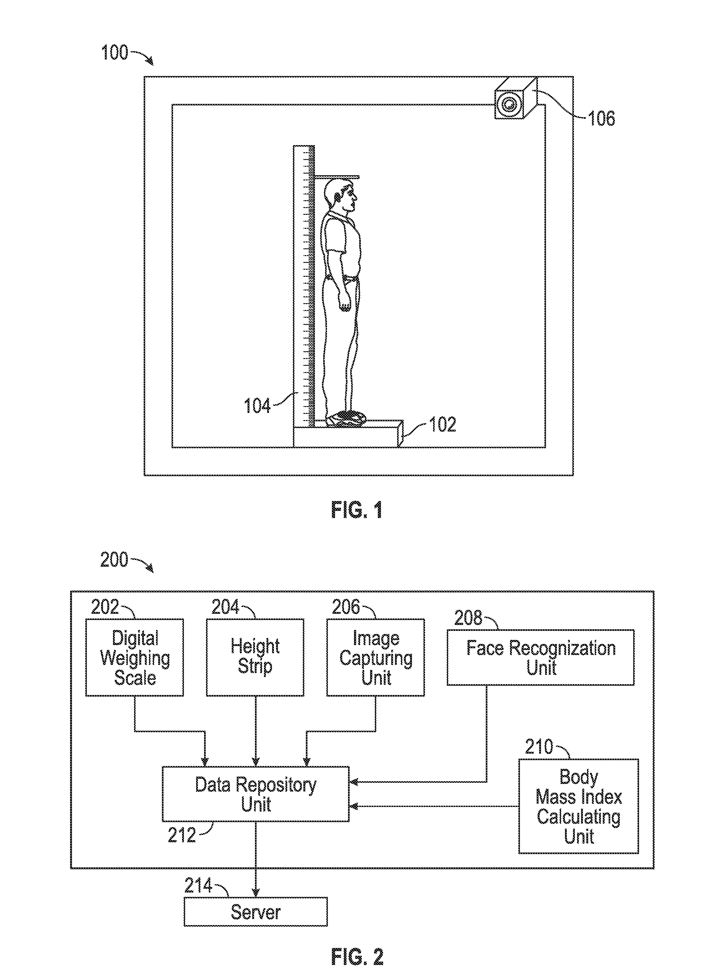 System and method for measuring segment parameters of a human body for recording a body mass index