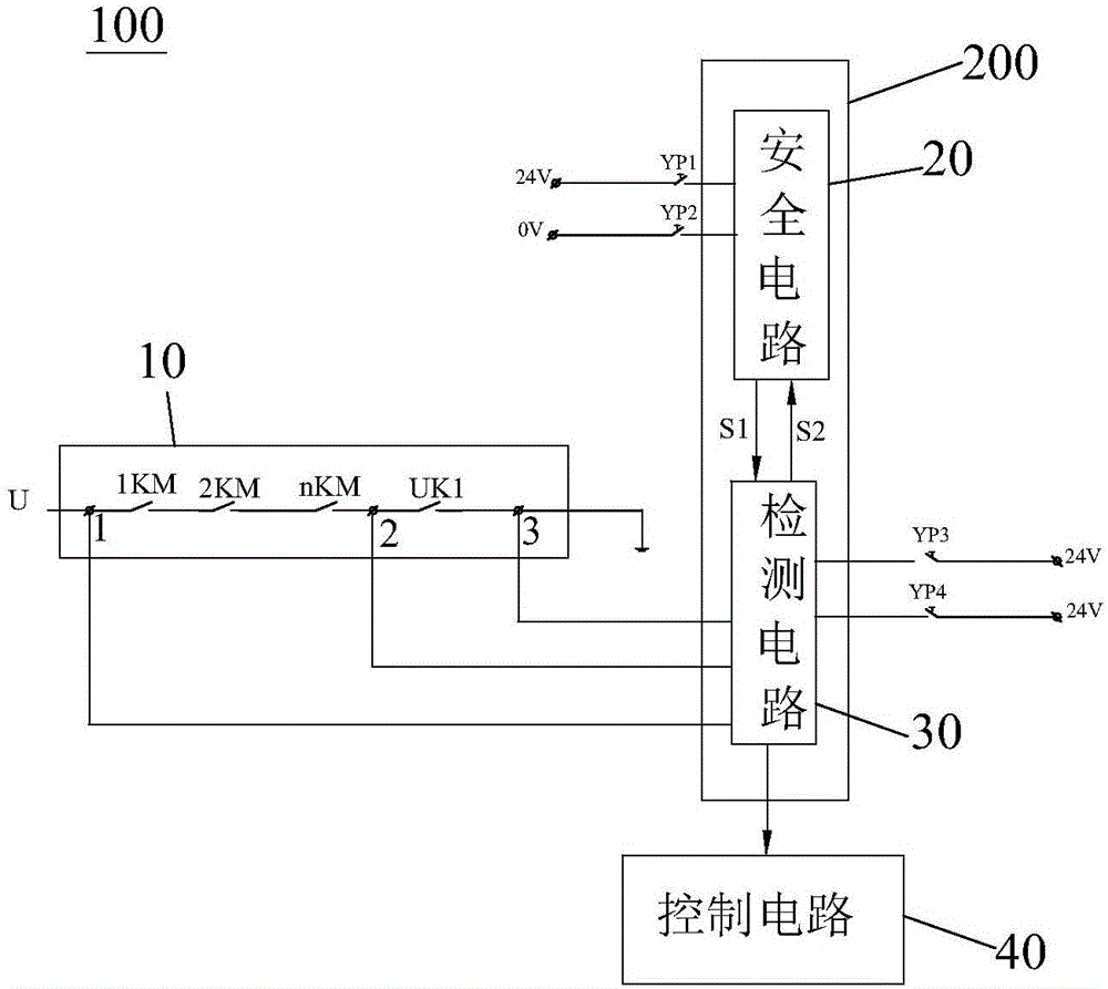 Detecting circuit and method for short circuit of elevator door lock loop