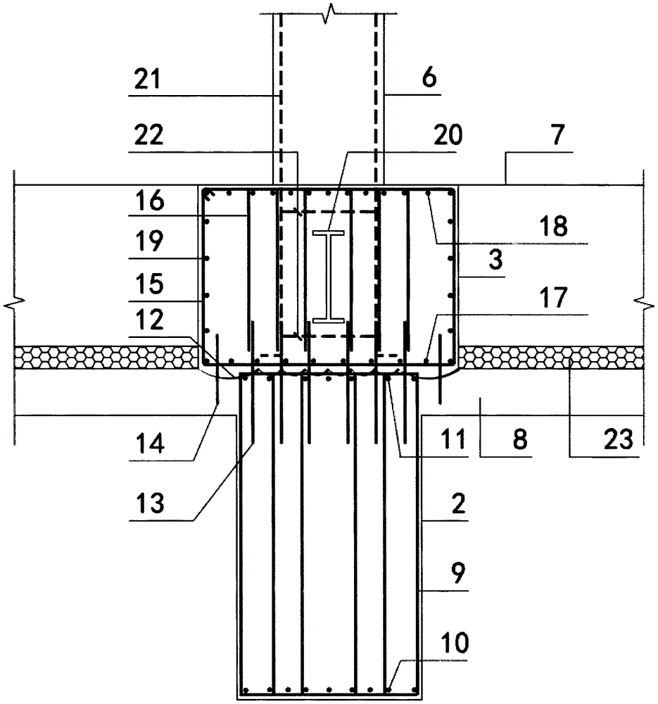 Superimposed reinforcement structure and method for additionally arranging column grid on existing long-span structure