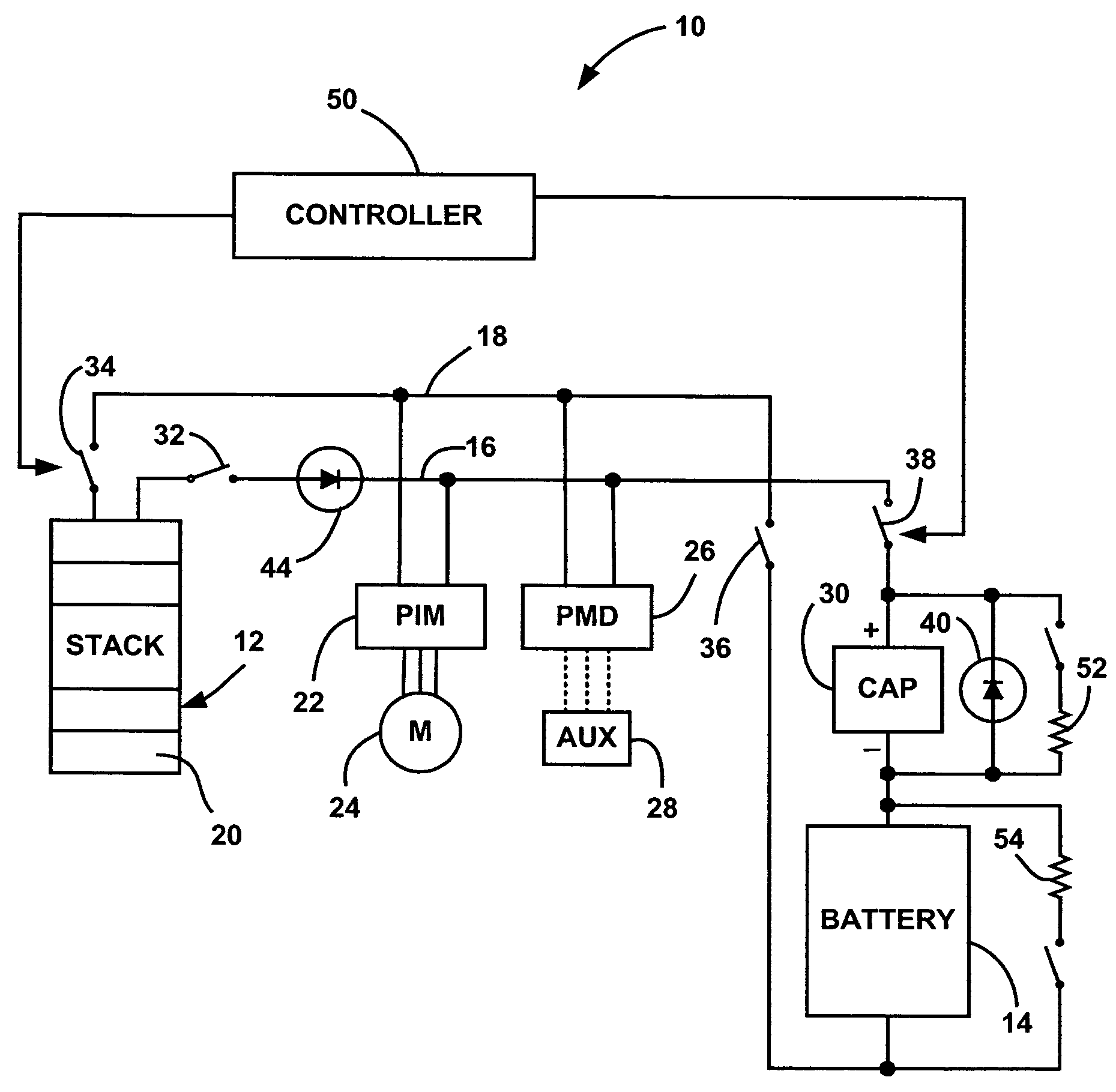 Hybrid fuel cell system with battery capacitor energy storage system