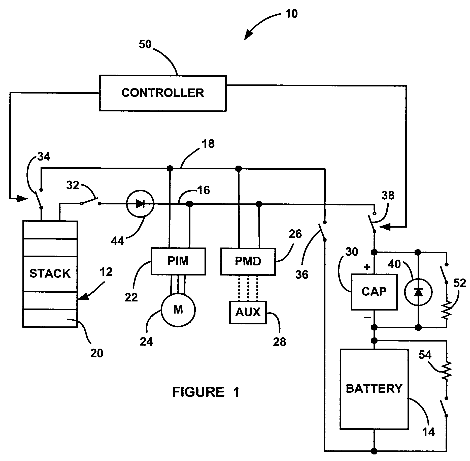 Hybrid fuel cell system with battery capacitor energy storage system