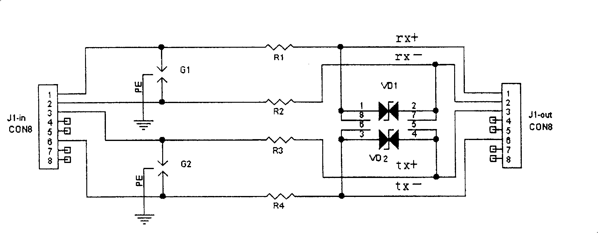 Lightening arresting method and device for Ethernet port