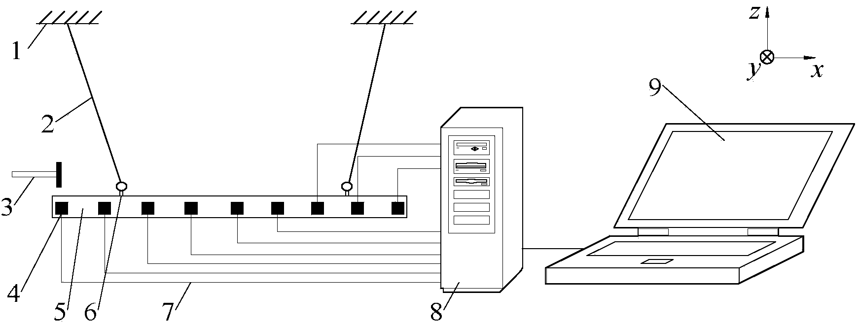 Cross spectral function-based operational modal analysis experiment method and apparatus
