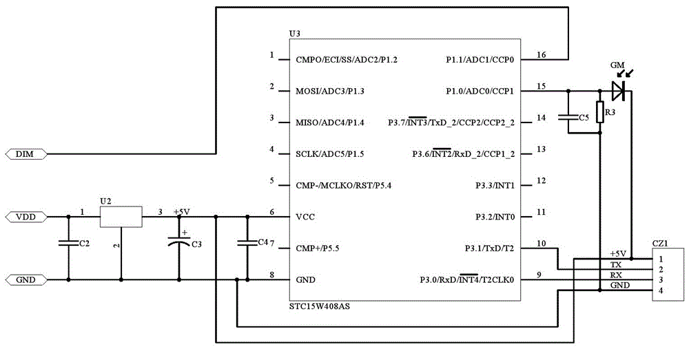 Alternating current direct driving intelligent dimming LED (light emitting diode) energy saving street lamp