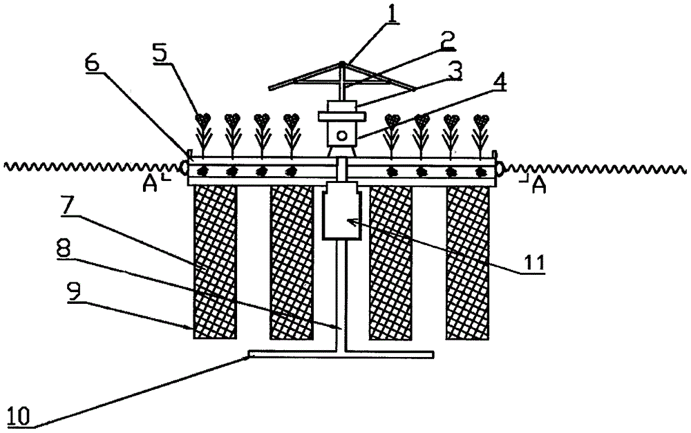 Purification device for treating poultry farming wastewater through solar bio-floating bed