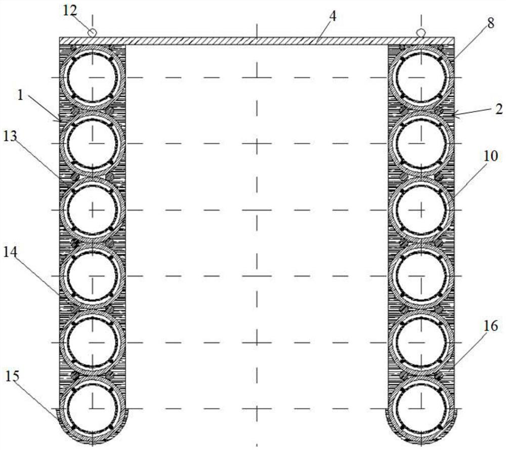 Shaft furnace air guide wall water beam structure and applying method thereof