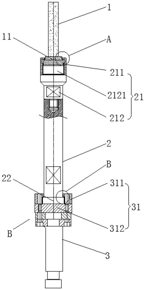 Rod connection structure in multi-section activities