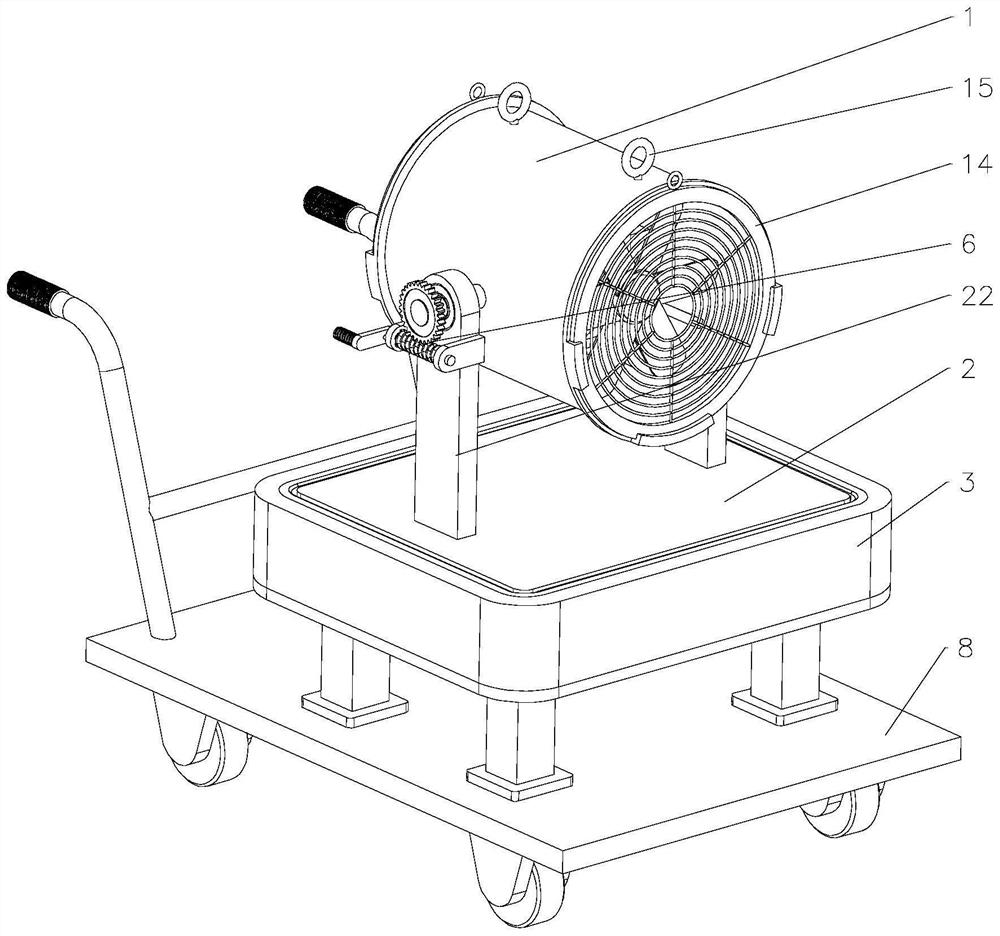Draught fan with damping and noise reduction functions