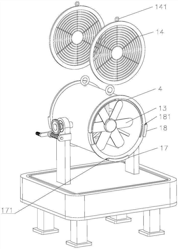 Draught fan with damping and noise reduction functions
