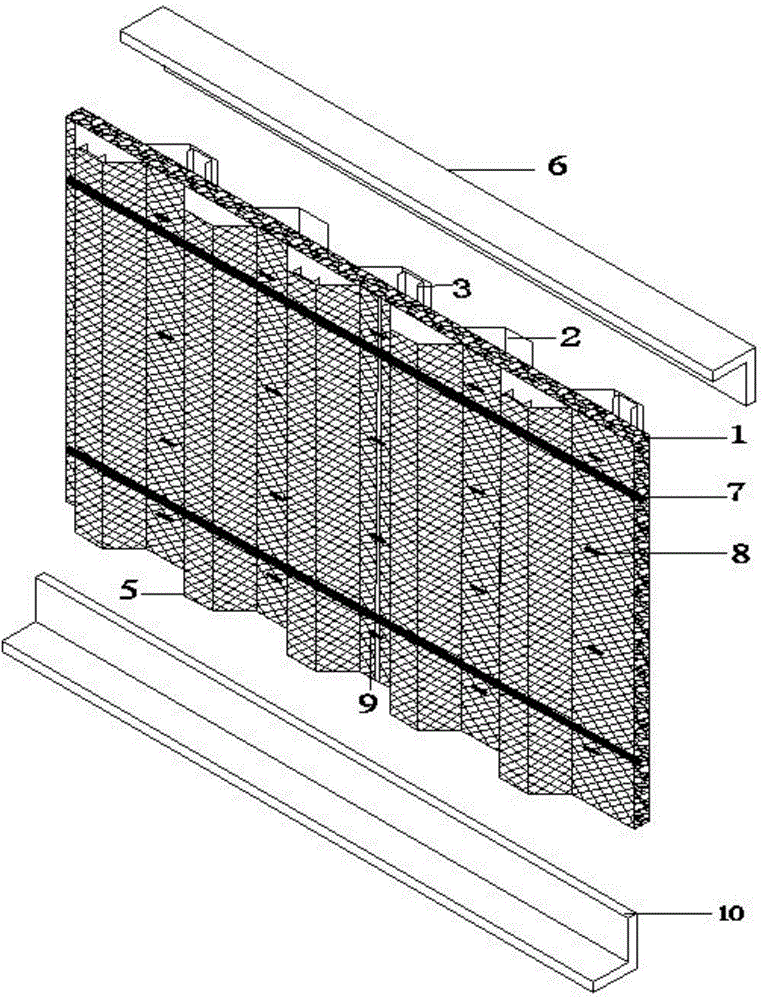 Net plate external wall with insulating layer and construction method
