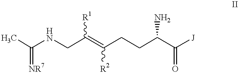 Halogenated 2-amino-5,6 heptenoic acid derivatives useful as nitric oxide synthase inhibitors