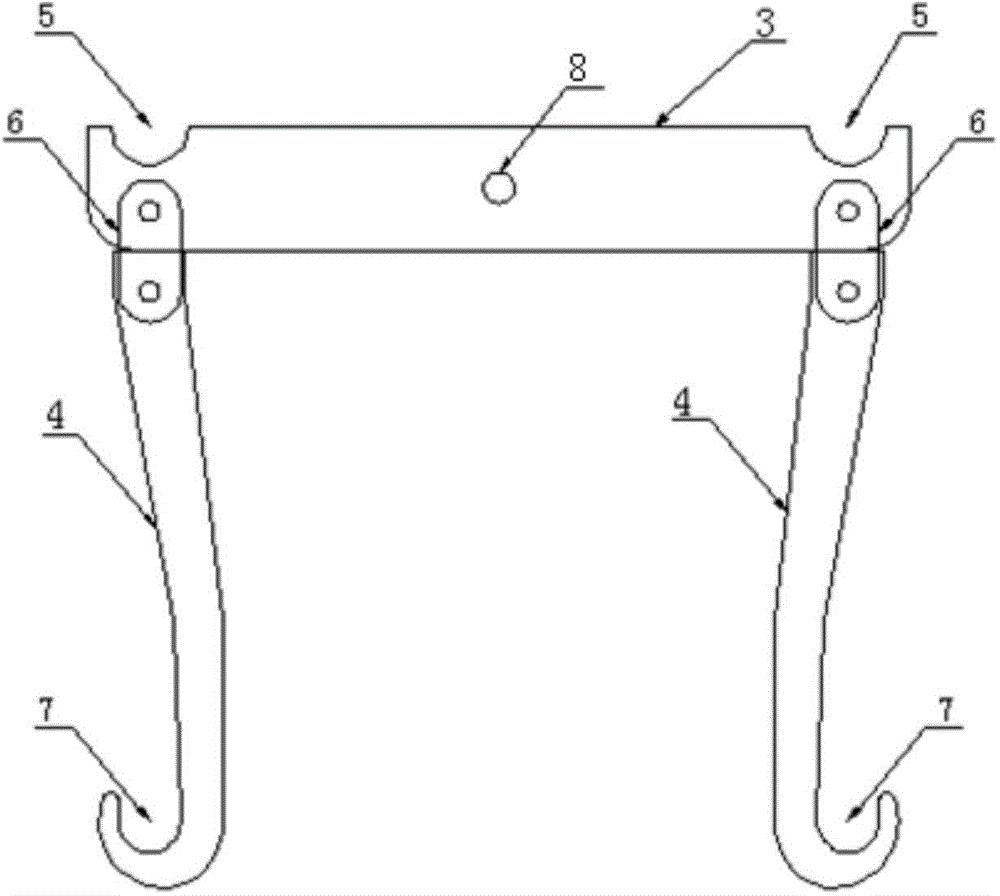 Lifting hook clamp for four-split wires of carbon fiber plates for 500 kV hot-line work