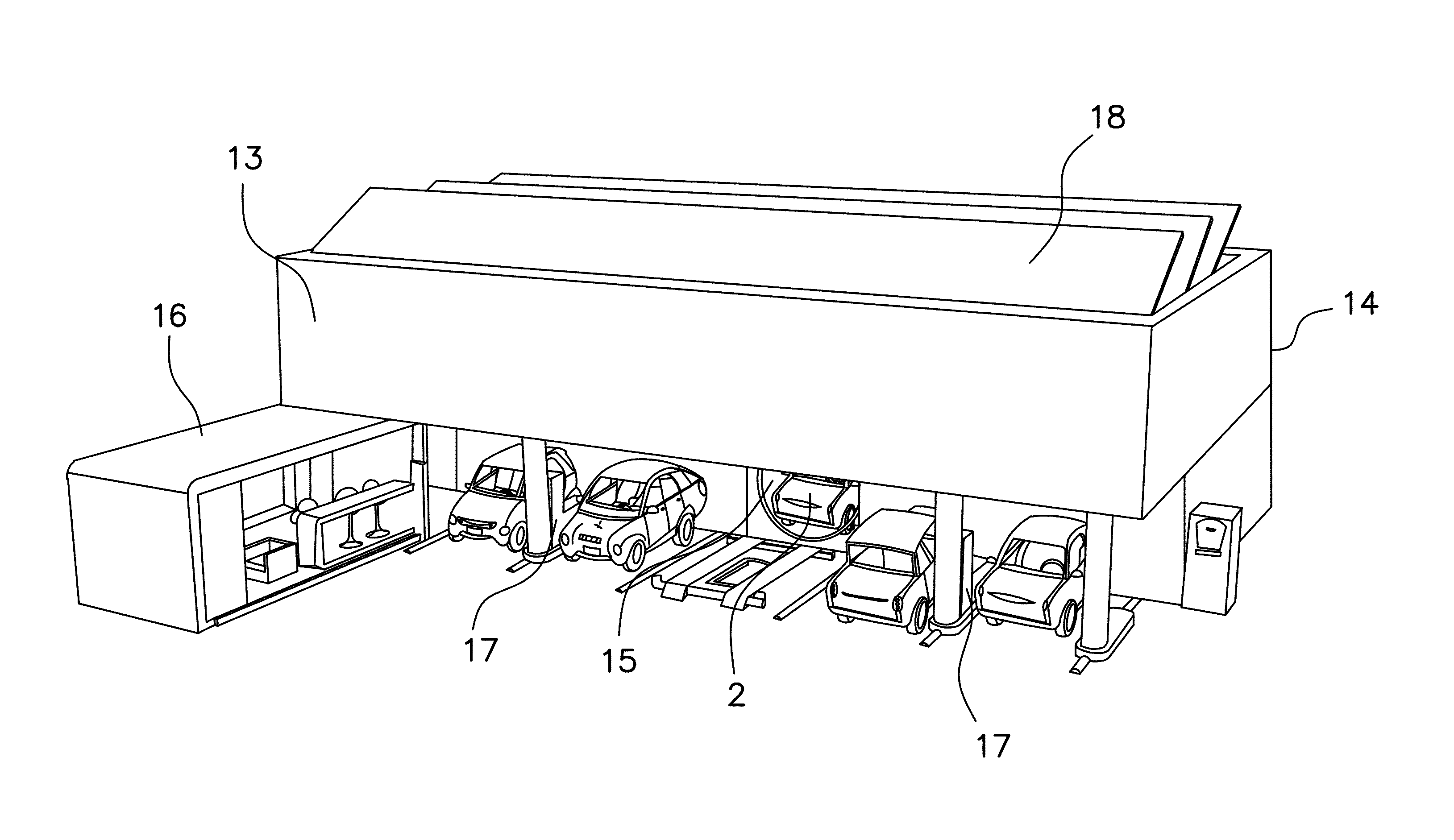 Facility for parking and recharging electrical vehicles