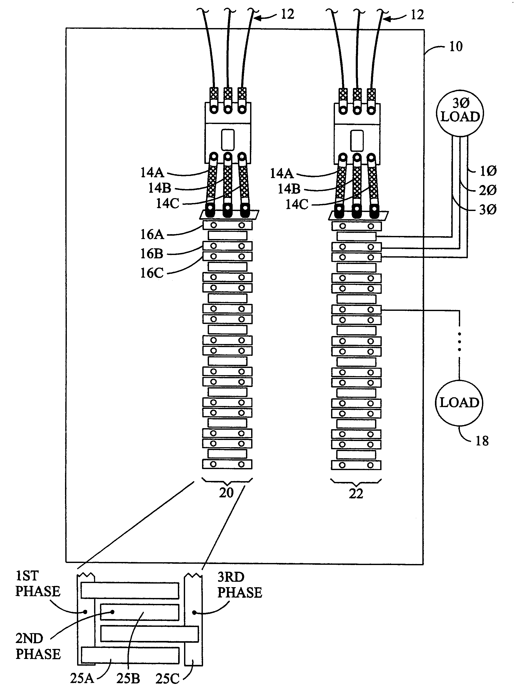 Power monitoring system that determines phase using a superimposed signal
