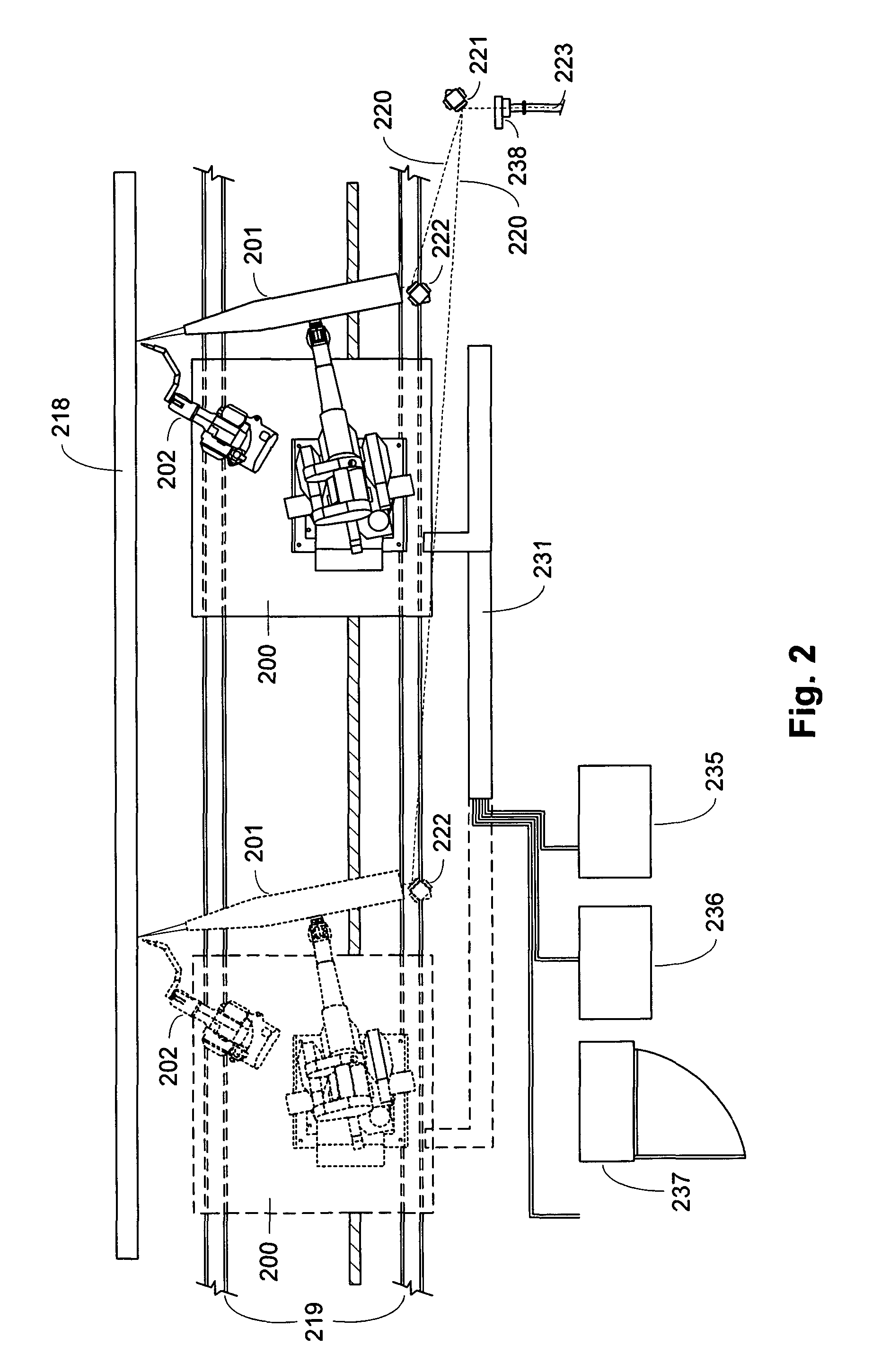 Active beam delivery system for laser peening and laser peening method