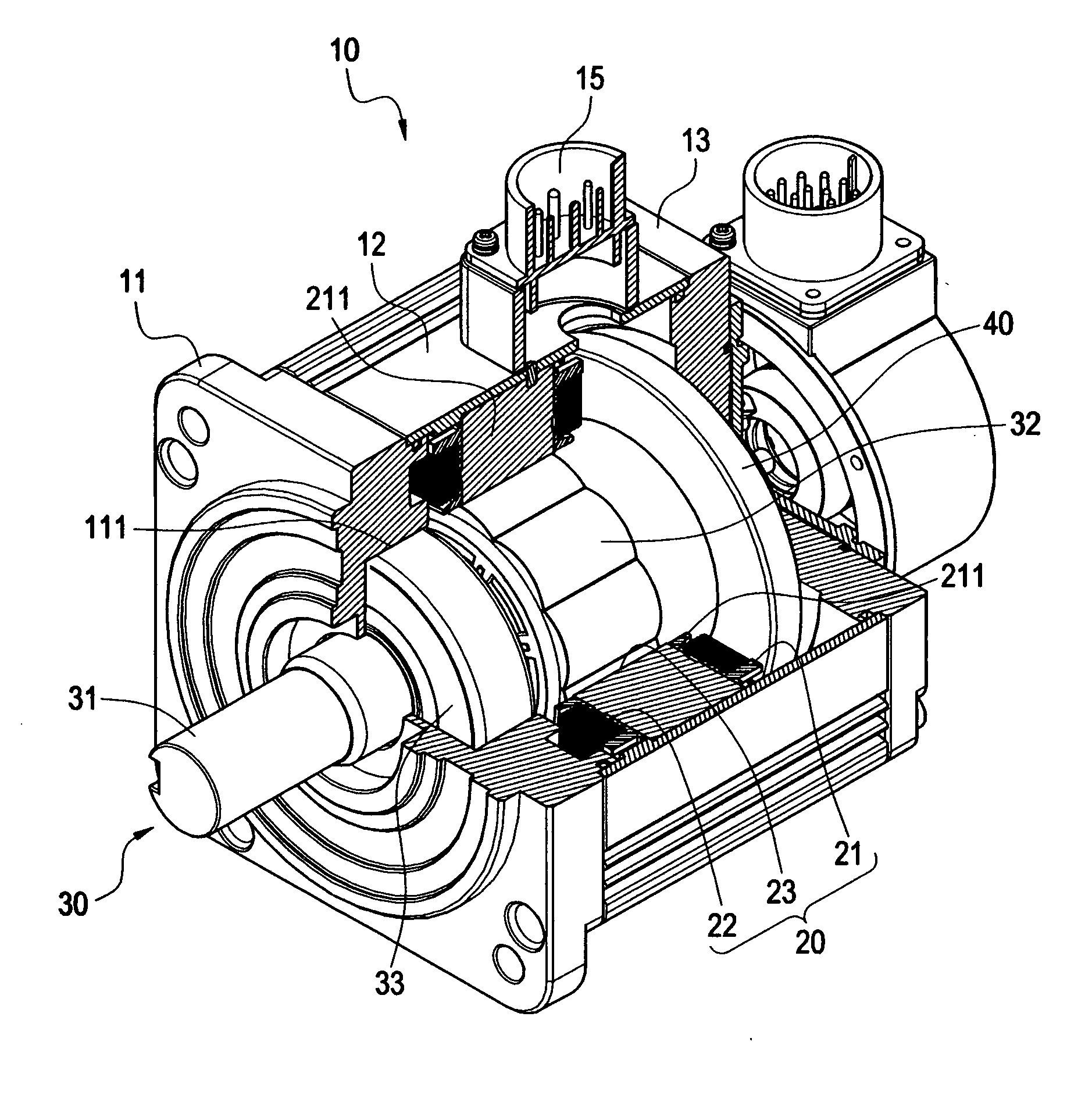 Servo motor with large rotor inertia