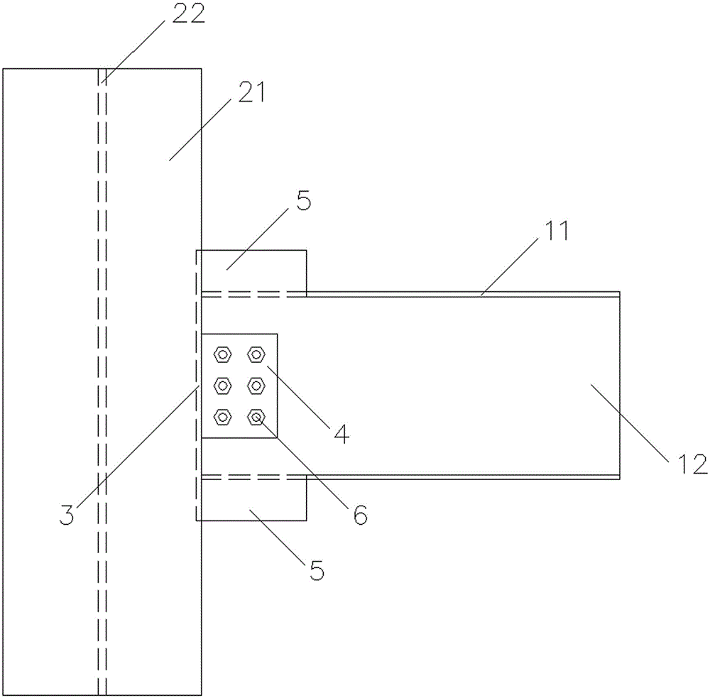 H-shaped column weak axis direction and h-shaped beam rigidly connected structure and manufacturing method thereof