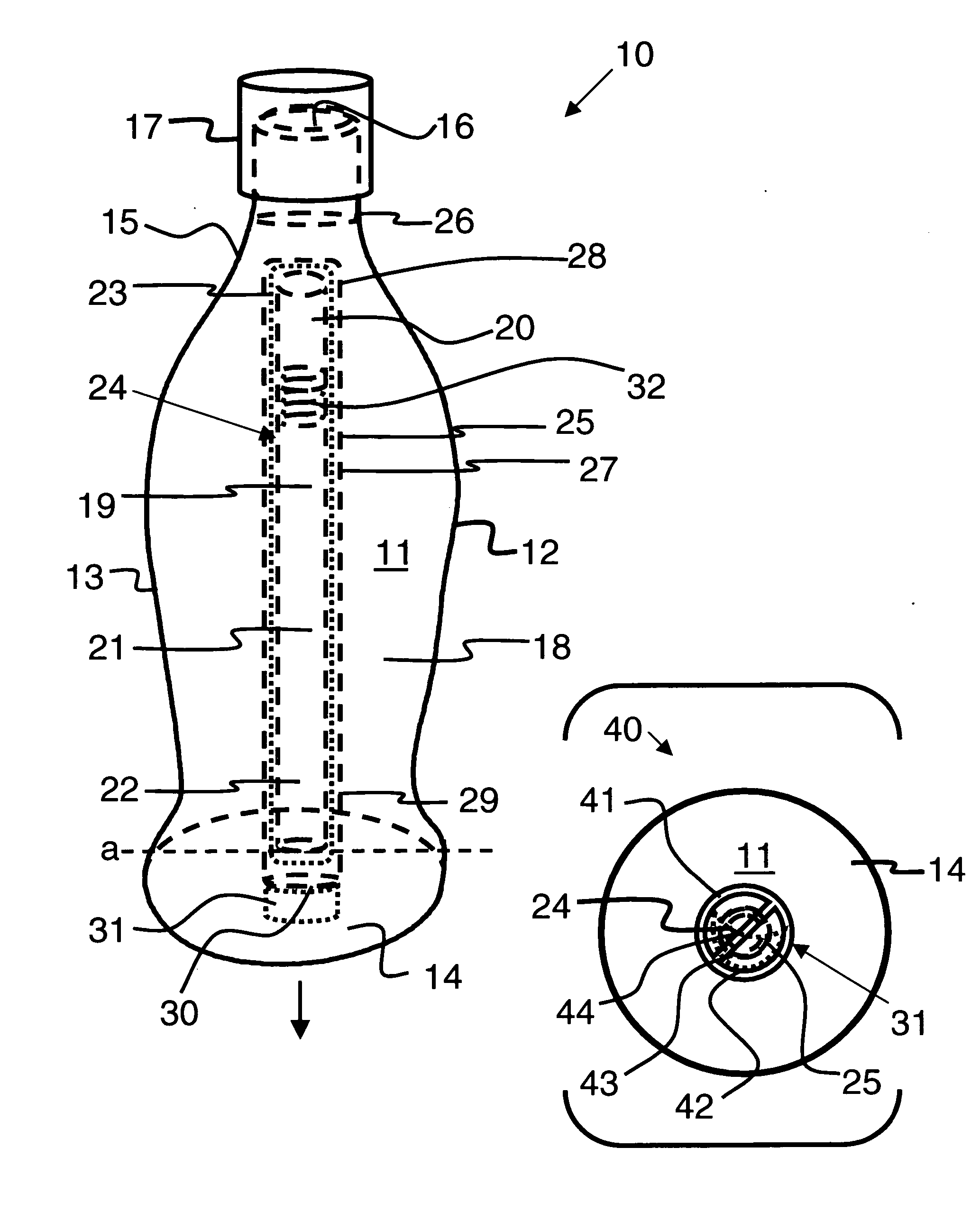 Liquid containing vessel having aseptic straw housing and method for manufacturing the same