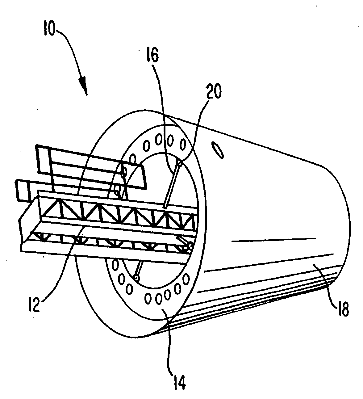 Rotating internal support apparatus and method for large hollow structures