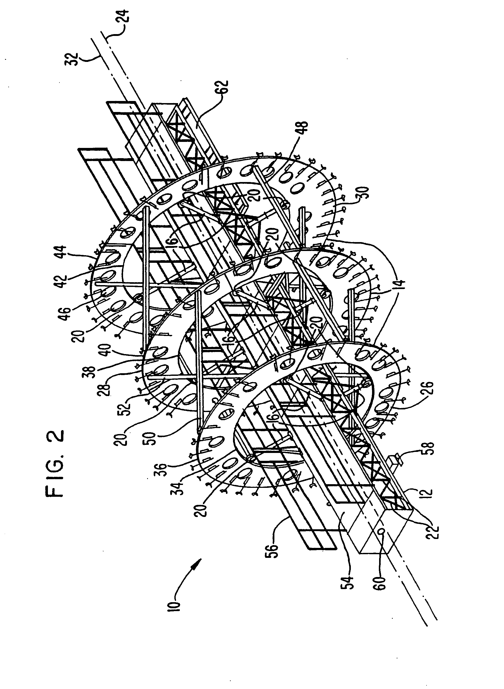 Rotating internal support apparatus and method for large hollow structures
