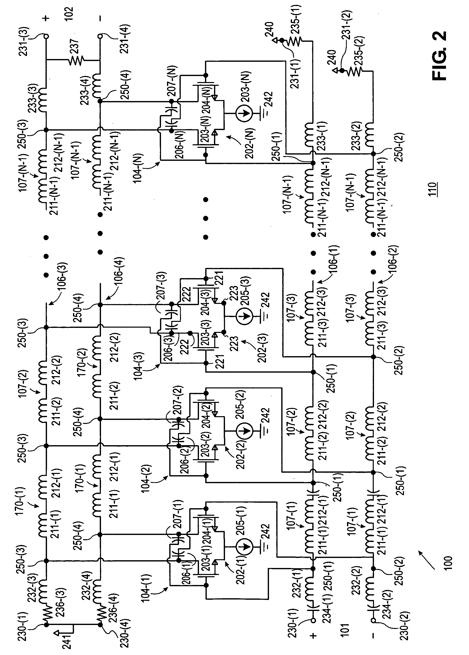 Non-uniform distributed multi-stage circuits