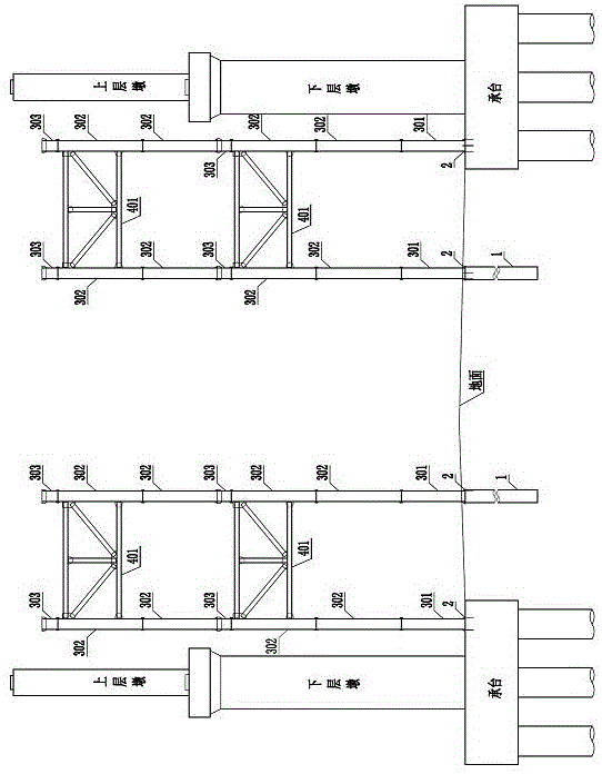 Construction method of double-layer cast-in-place beam first up and then down