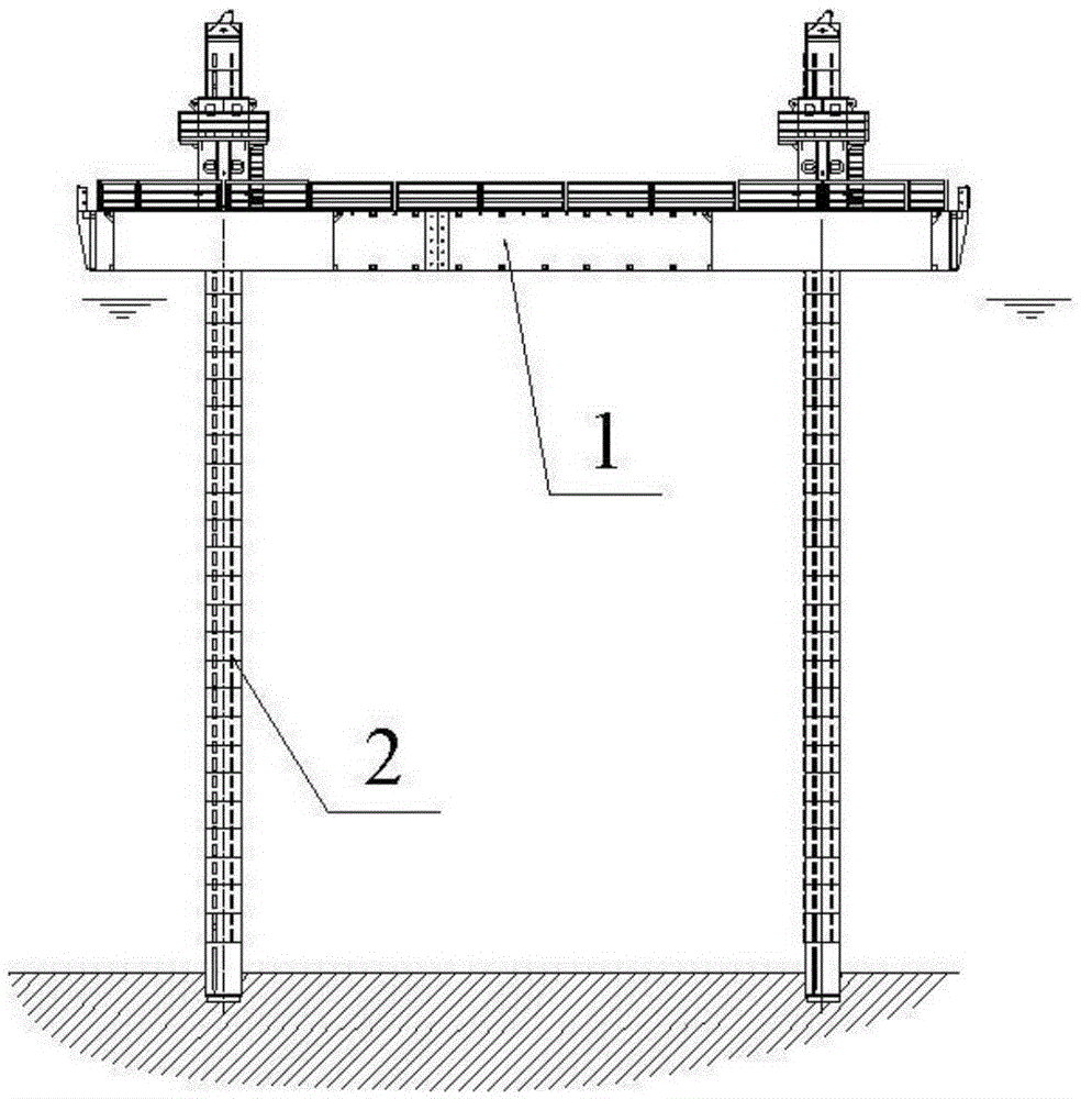 Construction method for carrying out pile sinking based on floating walking platform