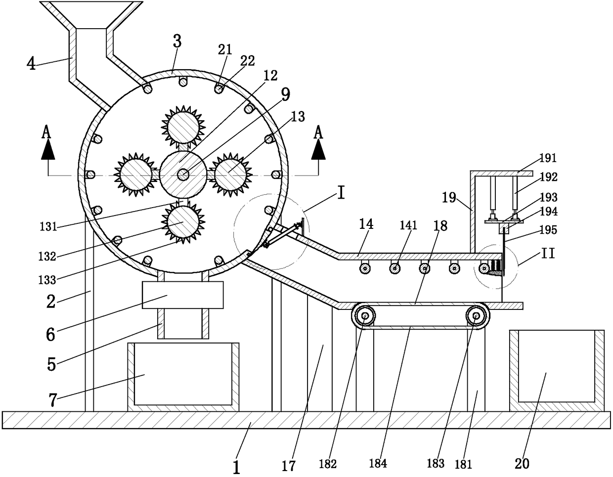 An automatic potato peeling and slicing machine