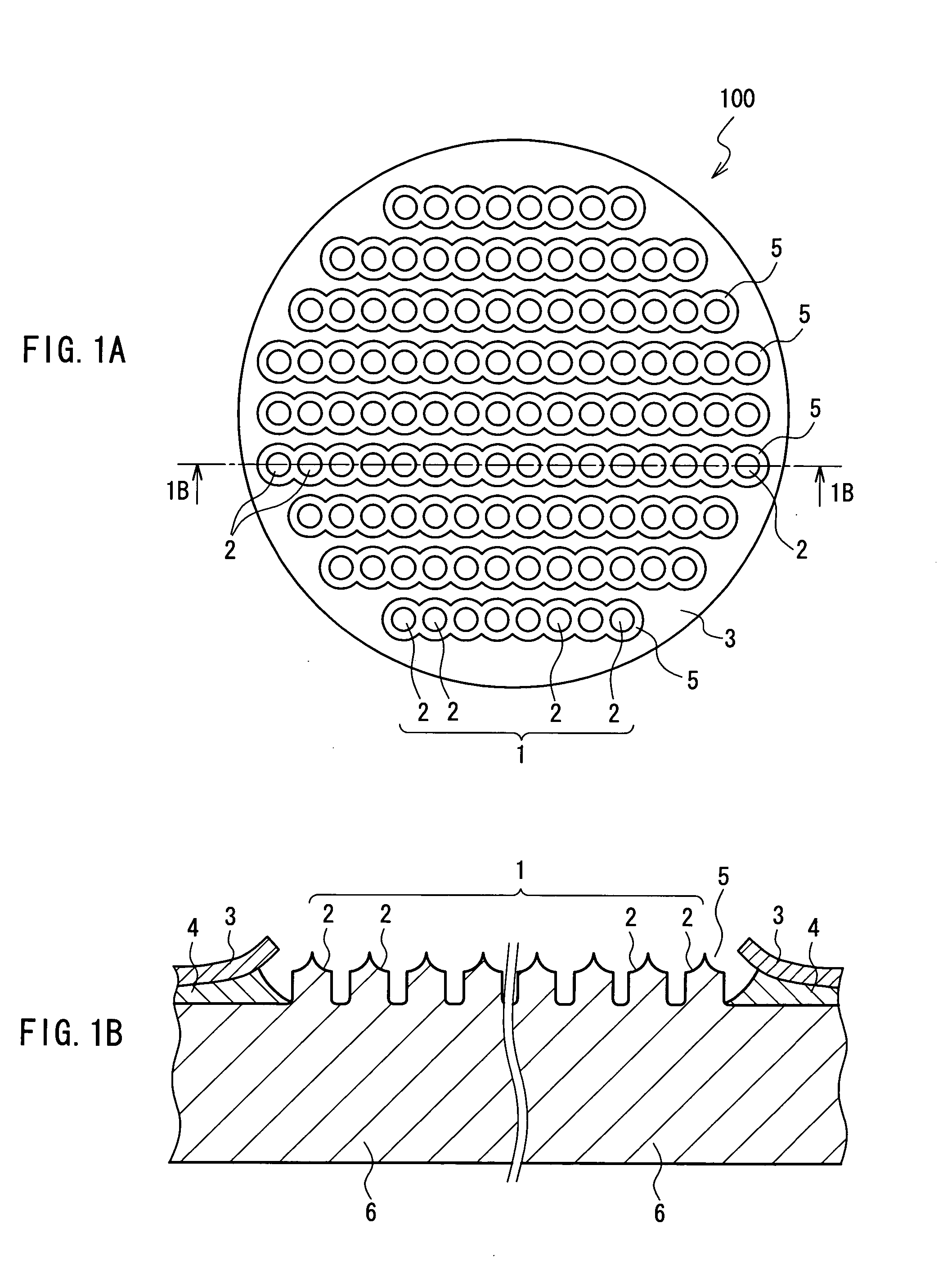 Field emission source with plural emitters in an opening
