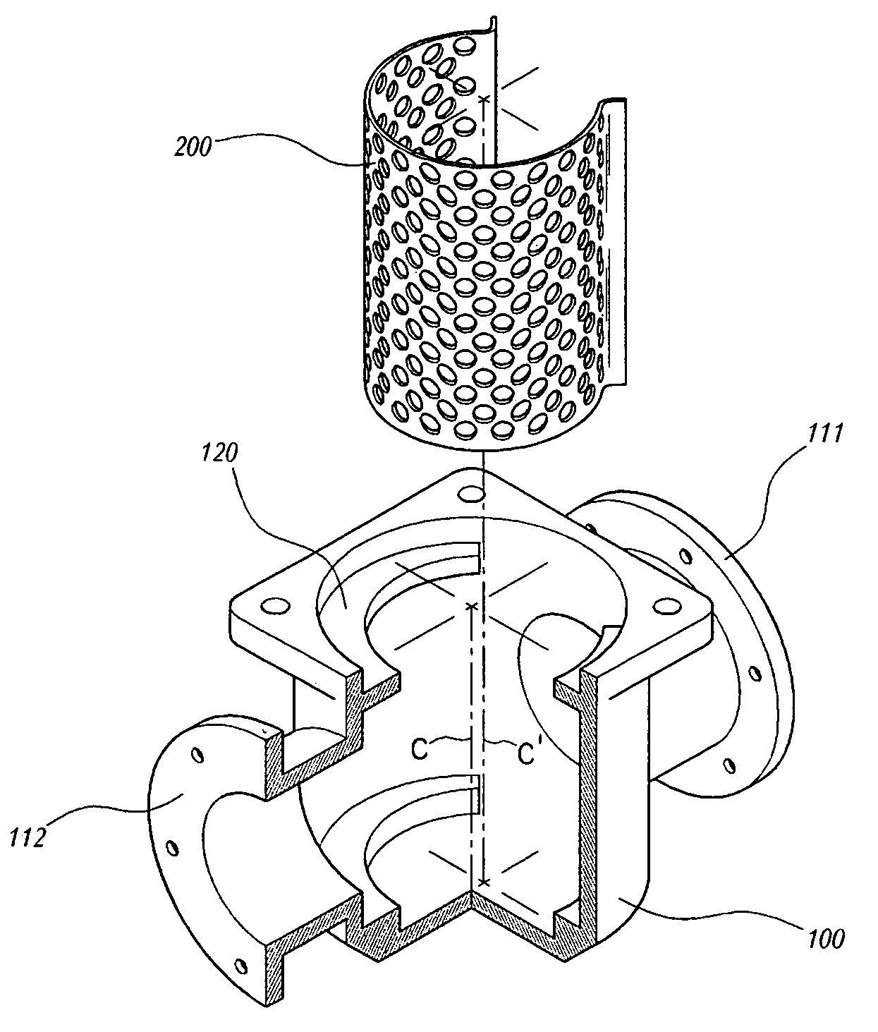 Strainer with omega type screen